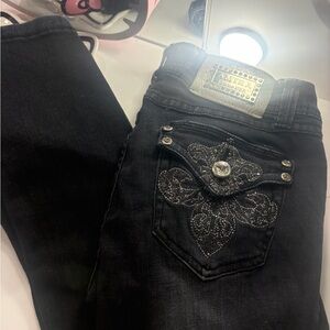 Amirah Dark Boot Cut Jeans with Decorative Pocket